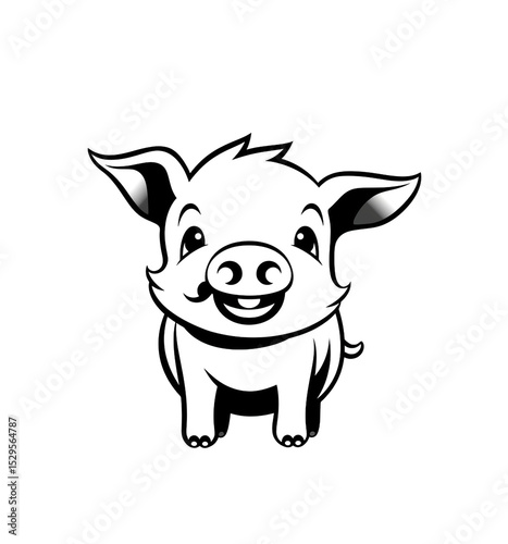 Cute piggy cartoon white background