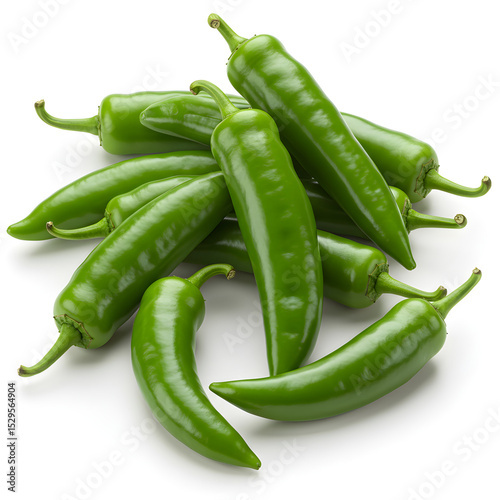 Fresh green chillies, isolated on white 