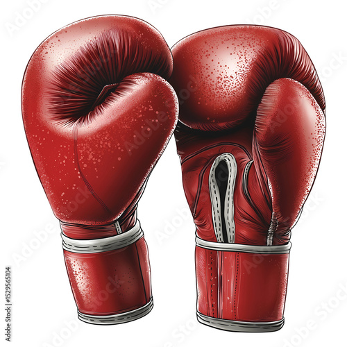 Pair of red boxing gloves , isolated on transparent background, png