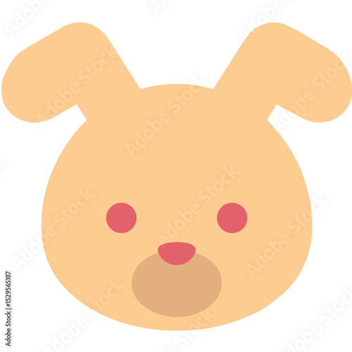 Adorable Cartoon Bunny Face with Pink Eyes and Nose Cheerful Expression