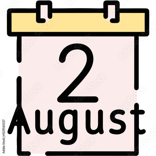 August Second Calendar Page with Bold Date and Month Displayed