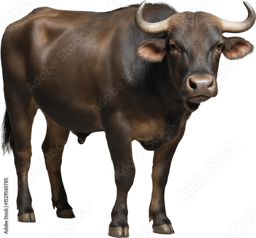 Bull isolated on a transparent background. Suitable for farm-themed designs, educational materials, logos, or strong animal symbolism in visual projects.

