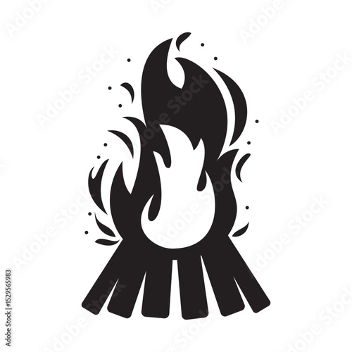 Bonfire Icon. Campfire and Flame Vector for Outdoor and Summer Design