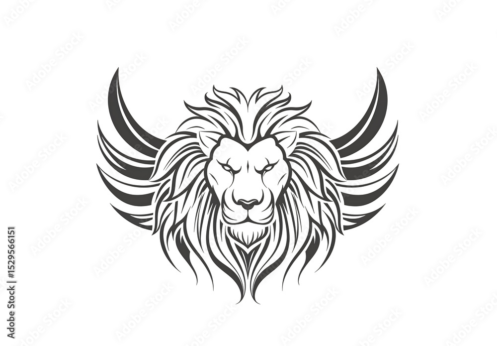 Fototapeta premium Elegant Lion Logo with Flowing Mane in Vector Style