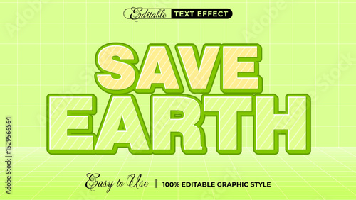 Save earth 3d logo template editable text effect style