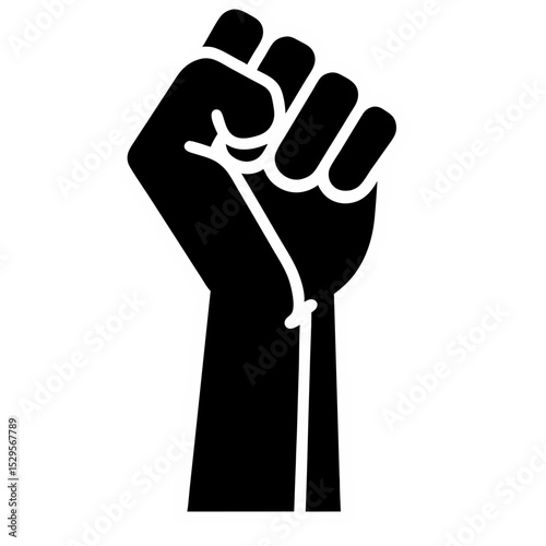 Bold Black Silhouette of a Powerful Raised Fist Symbol