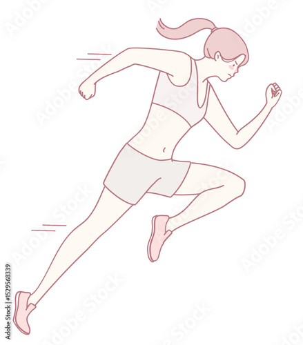 This is an energetic and vibrant illustration of a woman running, which is ideal for health and fitness content