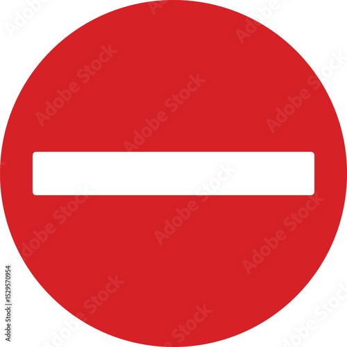 No Entry Sign Vector – Red Circle Traffic Symbol with White Horizontal Bar