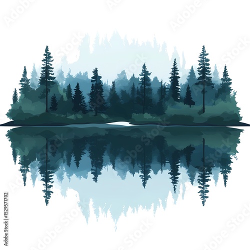 Forest Reflection Illustration