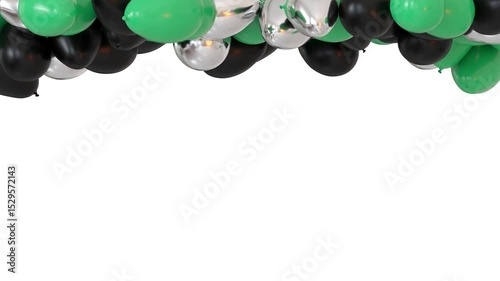multicolor helium balloons rising and blocking on the ceiling - 3D rendering