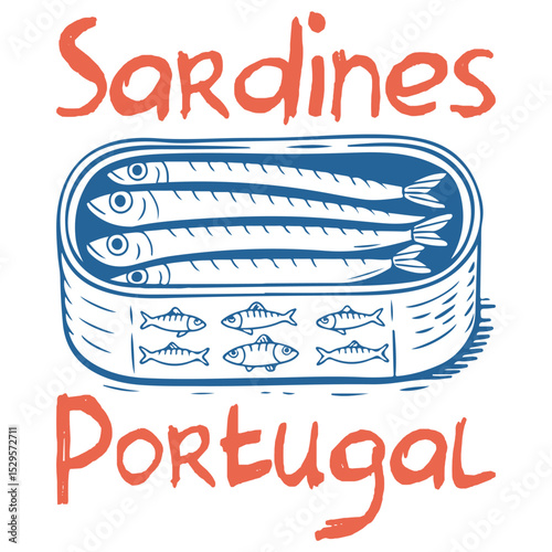 Sardines Portugal - Whimsical Sea Clipart, Under The Sea animal Quote Typographic, Ocean Animal design sublimation
