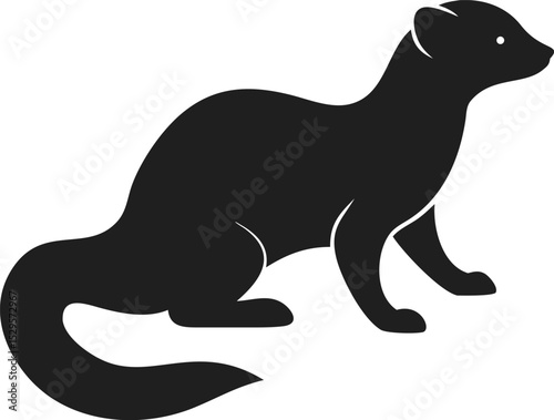 Ferret silhouette agile and curious mammal known for its playful nature and sleek body