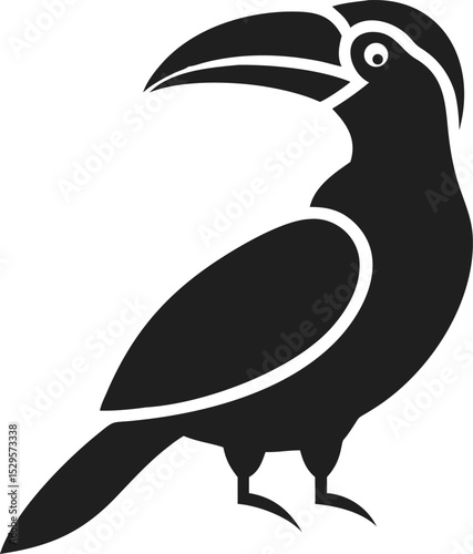 Hornbill bird silhouette distinctive tropical species known for its large curved beak and striking presence