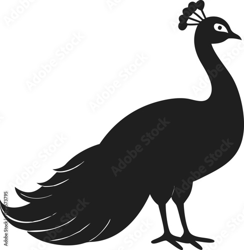 Peacock bird silhouette majestic and vibrant species known for its elaborate plumage and regal stance
