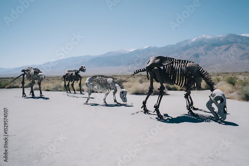 Fossilized skeletons roam the desert plains photo