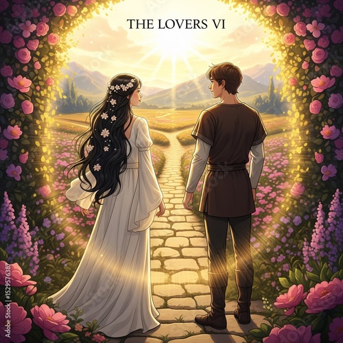 Joyful Couple Gazing at Each Other in a Romantic Field at Sunset - THE LOVERS VI