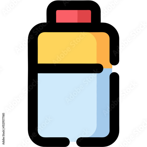 Colorful Cartoon Illustration of a Drink Bottle