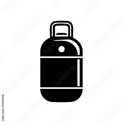 Minimalist vector icon of a gas cylinder tank in solid black.

