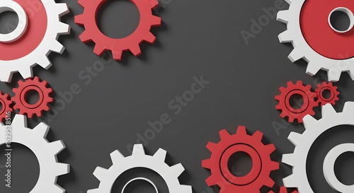 3D rendering gears background with copyspace