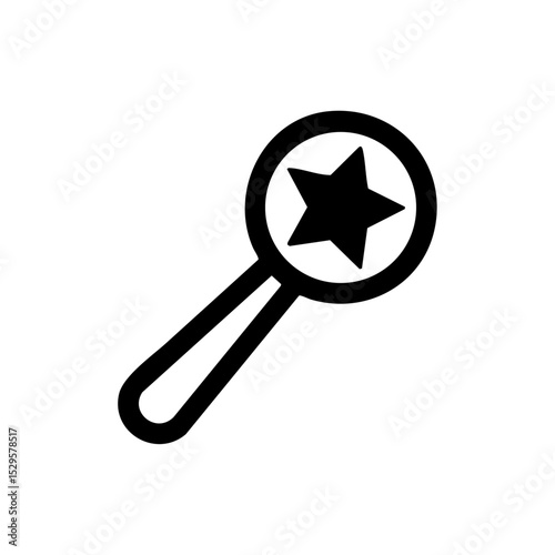 Minimalist black vector of baby rattle with a star accent handle.

