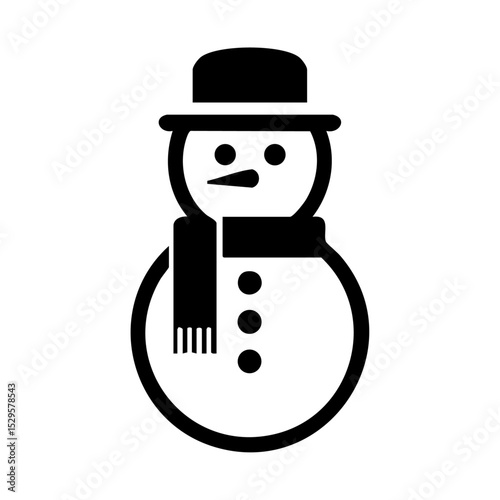 Minimalist vector of a snowman with scarf and hat, perfect for winter or holiday themes.

