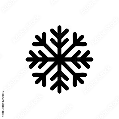 Minimalist snowflake icon with symmetrical arms. Vector snowflake design perfect for seasonal themes.


