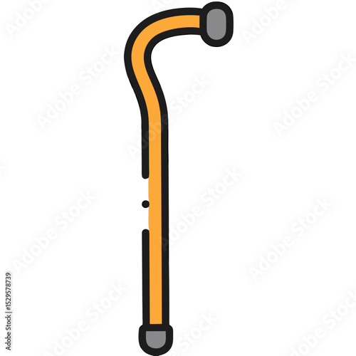 Colorful Curved Walking Cane with Rounded Handle and Base