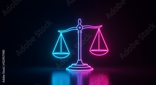 Neon scales of justice 