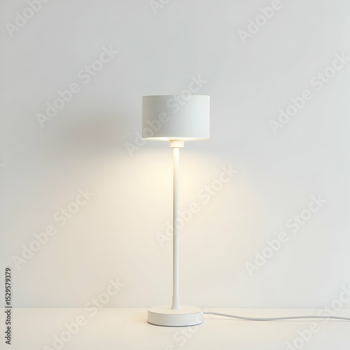 Minimalist White Table Lamp Illuminating Clean Modern Interior