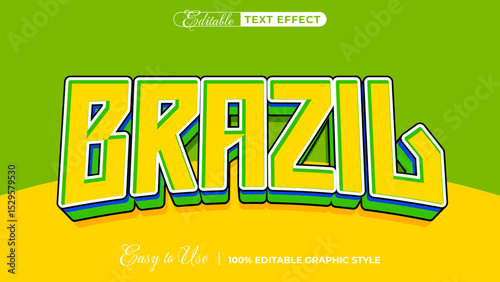 brazil 3d logo template editable text effect style