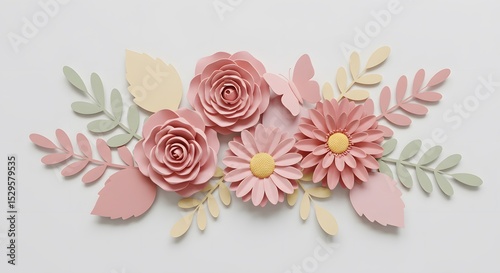 digital pink flowers isolated on white