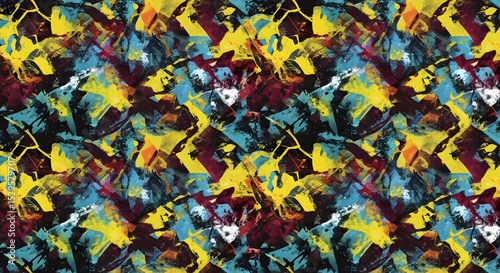 Yellow Blue and Red Colorful Abstract Grunge Pattern