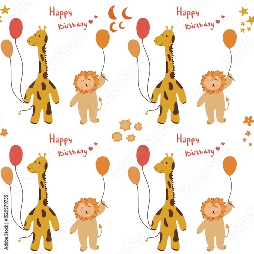 animal of birthday pattern party  