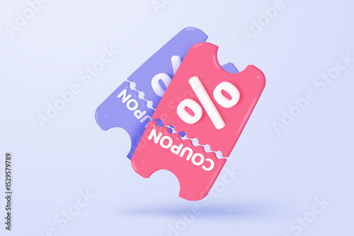 3d tag price icon for discount coupon of cash and future use online shopping. sales with an excellent offer for shopping, special offer promotion. 3d discount tags icon vector render illustration