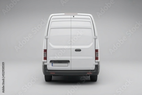 Transit Box Van Mockup from Rear View, with empty blank space for text copy space or mockup design, high detail, 8k