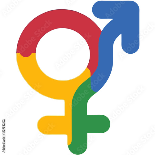 Colorful Intertwined Gender Symbols Representing Equality