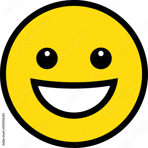 Simple yellow smiley face icon representing happiness joy and positive emotion in a bright flat design for use in various concepts