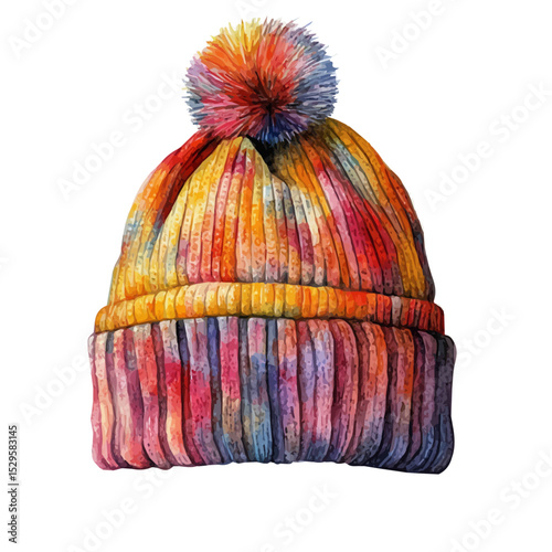 Beanie, watercolor clipart vector, high quality, isolated on a white background.