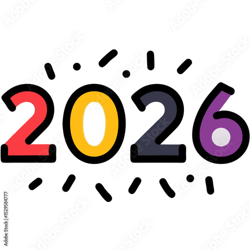 Colorful Stylized Illustration of the Year Two Thousand TwentySix