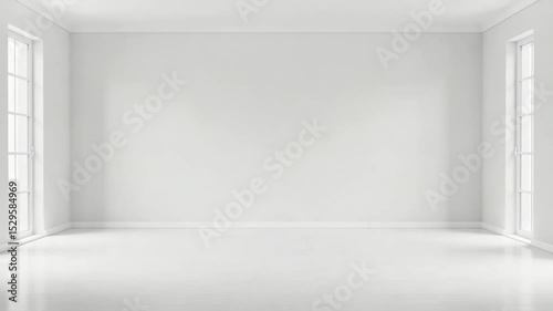 Wallpaper Mural Minimalist empty white room with large windows and natural light. Neutral abstract background with zoom in. real estate, unfurnished room, home, apartment,  Torontodigital.ca