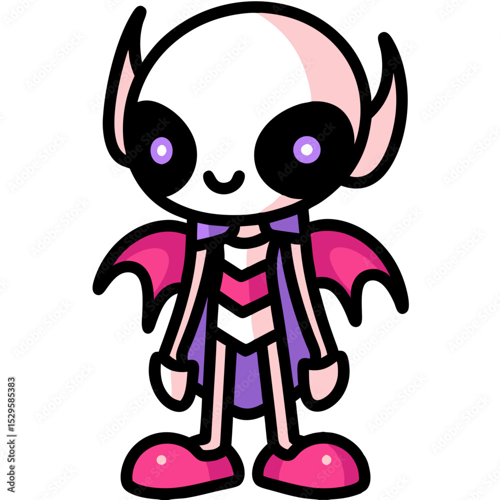 Fototapeta premium Cute Cartoon Demon Child in Vibrant Colors
