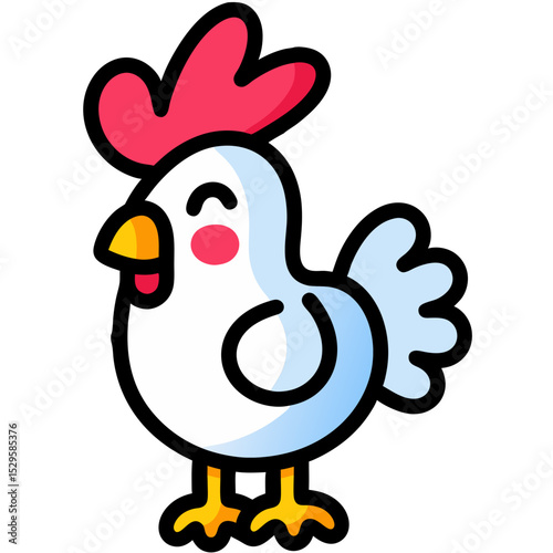 Cute Cartoon Chicken with Cheerful Expression