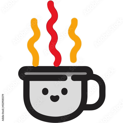 Cute Cartoon Coffee Cup with Steam and a Happy Face
