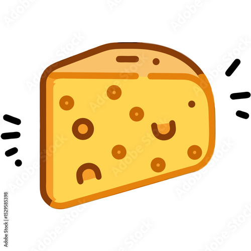 Cute Cartoon Slice of Cheese with Holes and a Smile