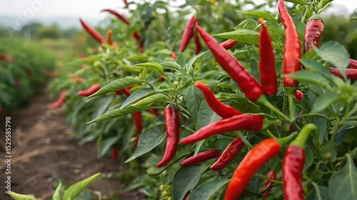 red hot chili peppers. chili plants in the garden