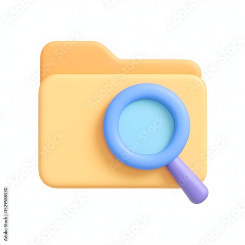 Search Folder 3D Icon Illustration