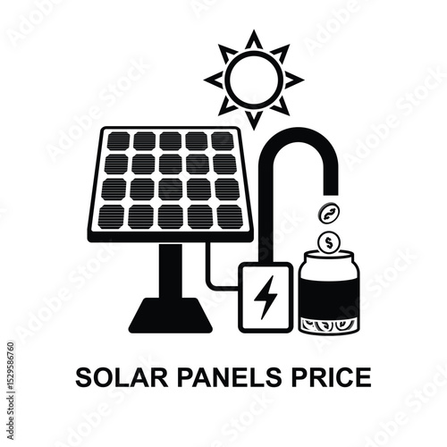 Solar panels price icon. Solar panels make money concept isolated on background vector illustration.