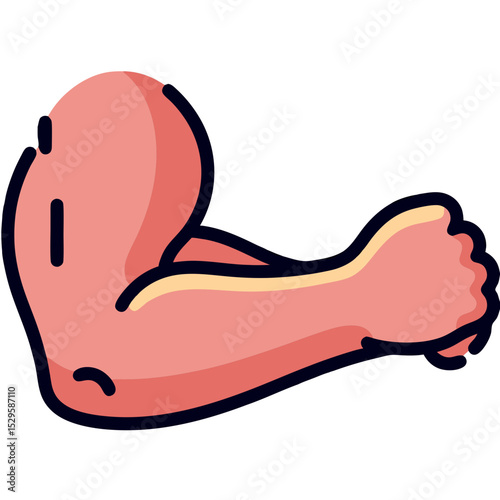 Flexed Bicep and Forearm Illustration with Yellow Outline