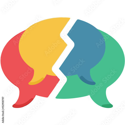 Fragmented Communication A Colorful Broken Speech Bubble Illustration