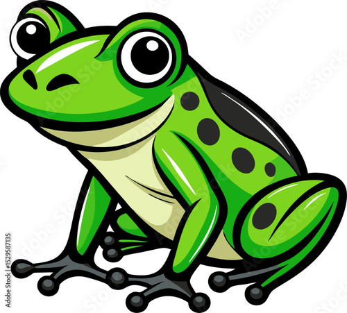 green frog on white background